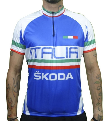 Camisa Befast Italia Azul E Branca Ciclismo Uv50