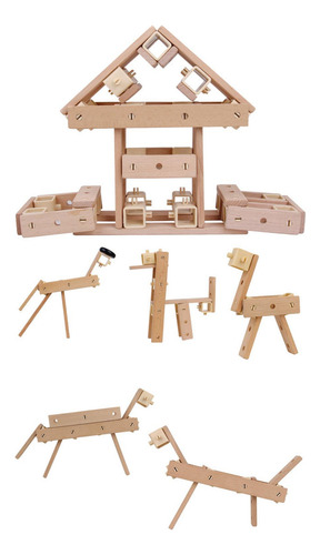 Conjunto De Bloques De Construcción De Madera, Tableros De