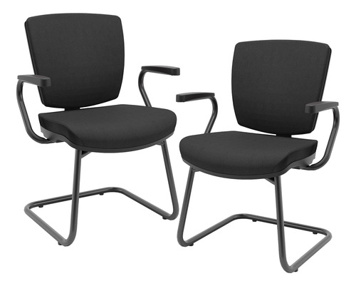 Kit 02 Cadeiras Fixa Ergonômica Pto Bx Flexi Poliéster preto