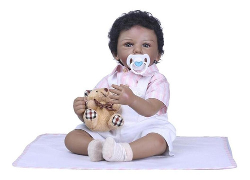 Muñeca Afroamericana Reborn De Silicona De 20 Pulgadas Para