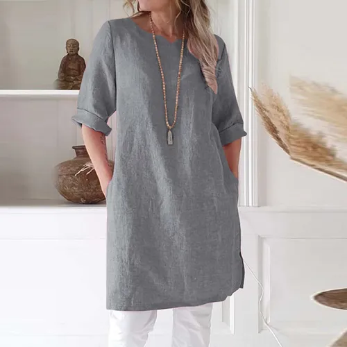 Ropa De Mujer De Nuevo Estilo 2022: Algodón Y Lino, Mangas C