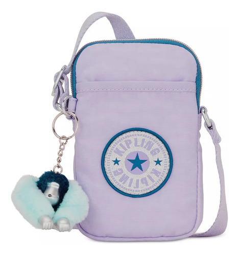 Bolsa Crossbody Kipling Tally Diseño Solido De Nylon Endless Lil Fun Asas Color Lila Y Plateado