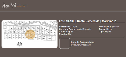 Lote Interno #0-100 - Costa Esmeralda - Maritimo 2 - 1100m2 #id 13756