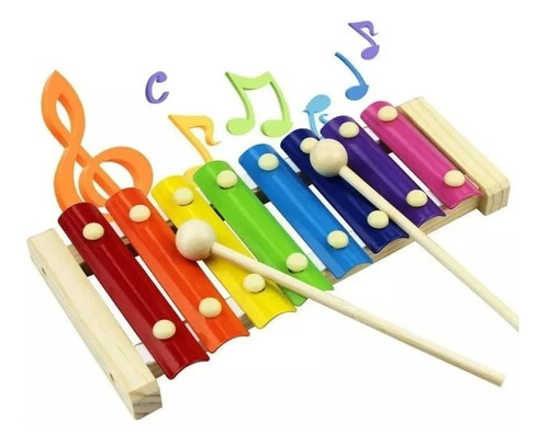 Xilofono De Madera 8 Notas Musical Juguete Niños Importado