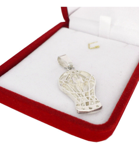 Dije Huracán Escudo Premium Globo Grande De Plata 925 Color Plateado