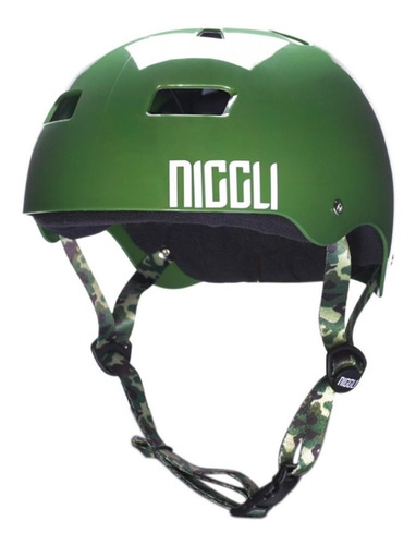 Capacete Niggli Pads Iron Pro Brilho - Verde Fita Camuflada 