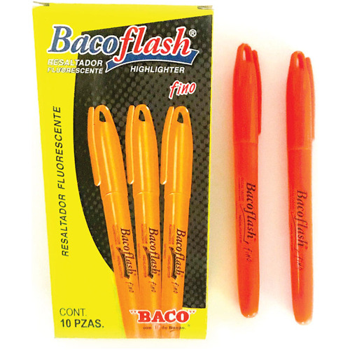 Marcatextos Baco Bacoflash Mr109 Color Naranja Fino 10pzas