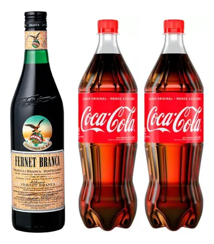 Fernet Branca 750ml + 2 Coca Cola Original 1,75l
