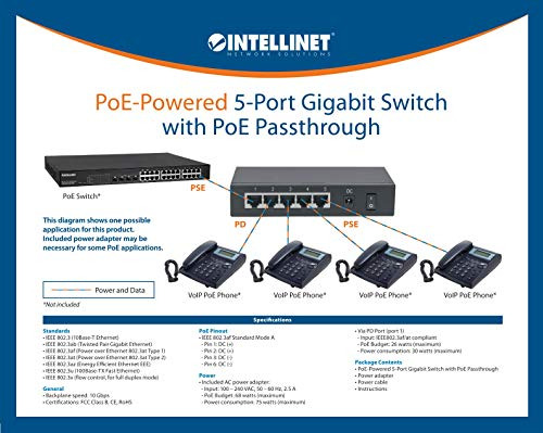 Intellinet Switch Ethernet Gigabit Con 5 Puertos Poe Con 1