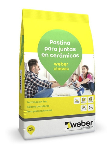 Imagen 1 de 3 de Pastina Weber Classic 2 Kg Antihongo Impermeable Acabad Fino Color Arena