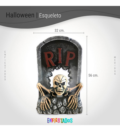 Decoracion Cotillon Halloween Lapida Tumba Movimiento Y Luz