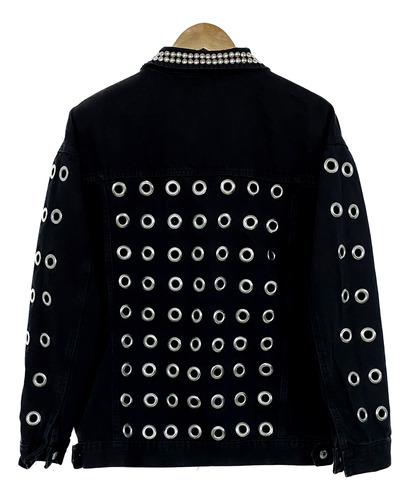 Campera De Jean Con Tachas Y Ojales Larga Oversize Custom