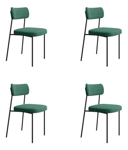 Kit 4 Cadeiras Mona Espresso Móveis Verde/preto Gg