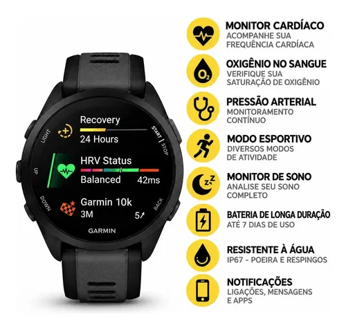 Relogio Garmin Forerunner 165 Amoled Gps Corrida