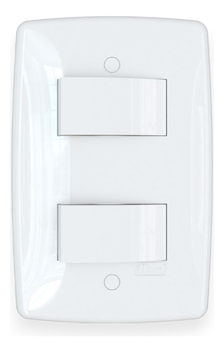 Conjunto Interruptor Duplo Simples Com Placa Linha Finesse+ Cor Branco