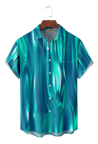 Camisa Hawaiana Unisex Con Degradado 3d V3, Camisa De Playa