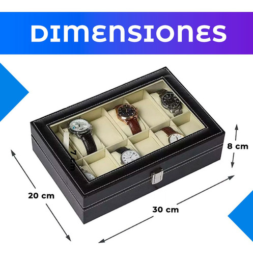 Estuche Caja Organizador De 12 Relojes Elegante Eco Cuero