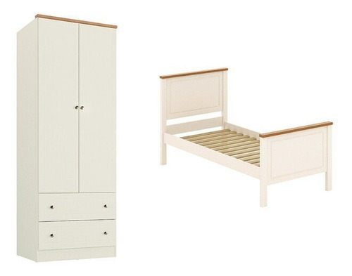 Conjunto Dormitório 1 Cama Solteiro 1 Guarda-roupa 2 Wt