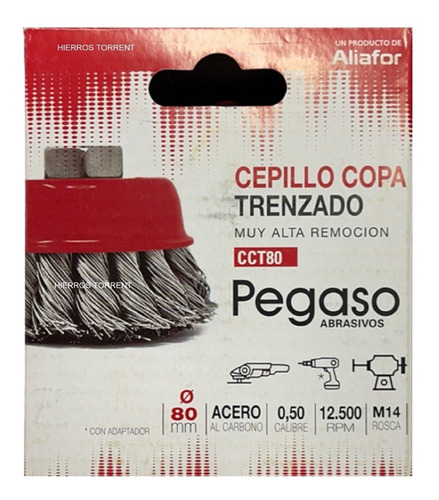 Imagen 7 de 10 de Cepillo Copa Acero Trenzado 80 Mm Aliafor Amoladora Taladro