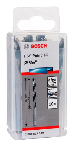 Kit Com 10un - Broca De Aço Rápido Bosch Hss Pointteq 5/32p