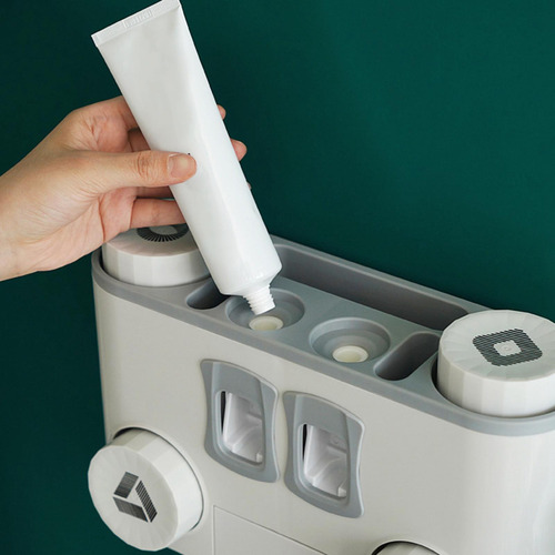 Soporte Para Cepillos De Dientes Y Dispensador De Negro