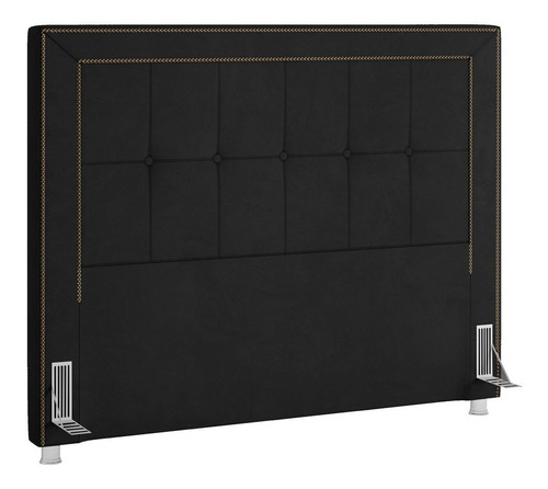 Cabeceira Cama Box Casal 140cm Paolla P02 Veludo Preto - Mpo