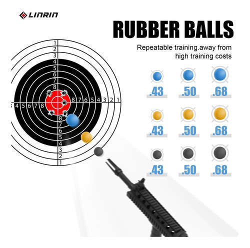 Linrui 100 Ct .68 Cal Paintballs Para Entrenamiento Y Bolas Azul.
