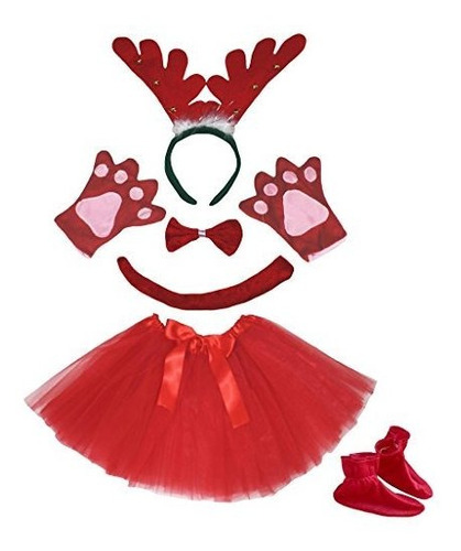 Disfraces Niñas - Petitebella Red Ring Reindeer Headband Bow