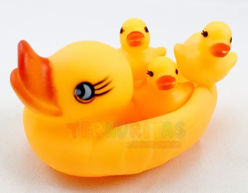 Patitos Goma X4 Para Baño Chifle Divertido Jugar Agua Bebe