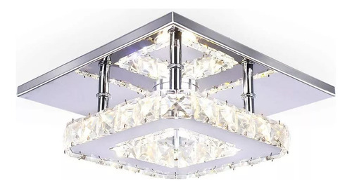 Lámpara De Techo Led Plafón Cristal Moderna 6000k Cuadrado