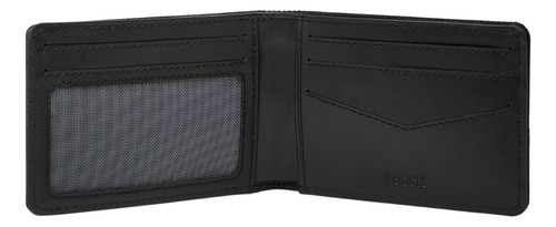 Cartera Con Bolsillo Hombre Fossil Rowan De Nylon/sint Negro Diseño de la tela Liso