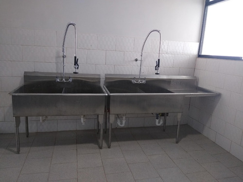 Imagen 6 de 10 de Fregadero De 1 Ponchera Industrial De Acero Inoxidable