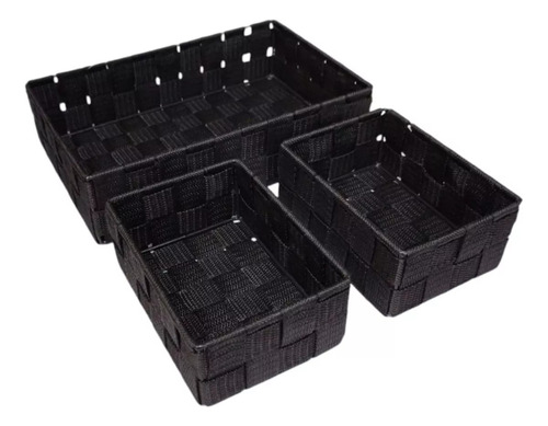 Conjunto 3 Cestos Organizadores Casita Retangular 28x18 Cm