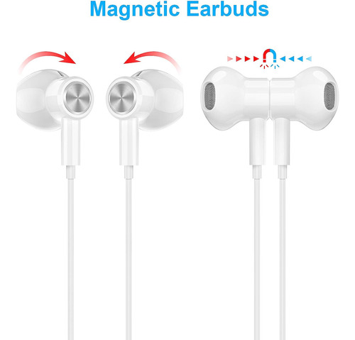 Audífonos Con Cable Usb-c Titacute Con Microfono Blanco