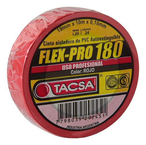 Cinta Aisladora Tacsa Flex-pro 180 X 10mts Colores Pack X50