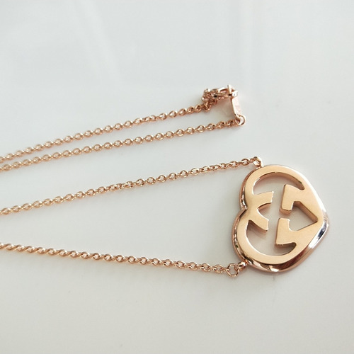 Colar De Aco Coracao Banho Ouro Rose Promocao Semi Joias