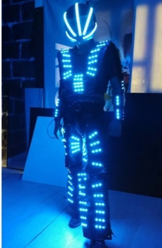 Traje Robot Led Tbd15 Casco Depredador Rastas Iluminadas