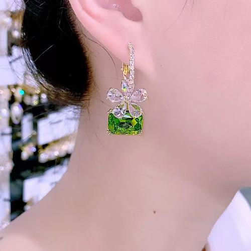 Pendientes F Crystal Pendientes Verdes Needle Fresh Summer Z