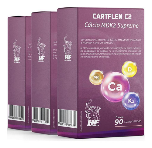 Kit 3 Cartflen C2 Calcio Supreme 90 Comprimidos