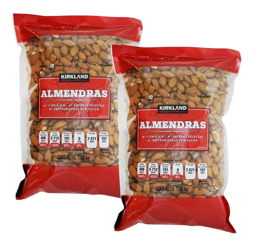 2 Bolsas Almendras Enteras Kirkland 2.72 Kg