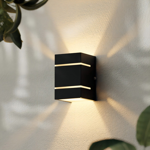 7x Arandela 2 Focos E Frisos Externa Parede + LED G9 5w Branco Quente Mf115 Cor Preto