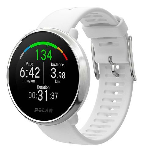 Reloj Polar Ignite Pulsometro Gps Running Fitness Caja Blanco Malla Blanco Bisel Plata Diseño De La Malla Mesh