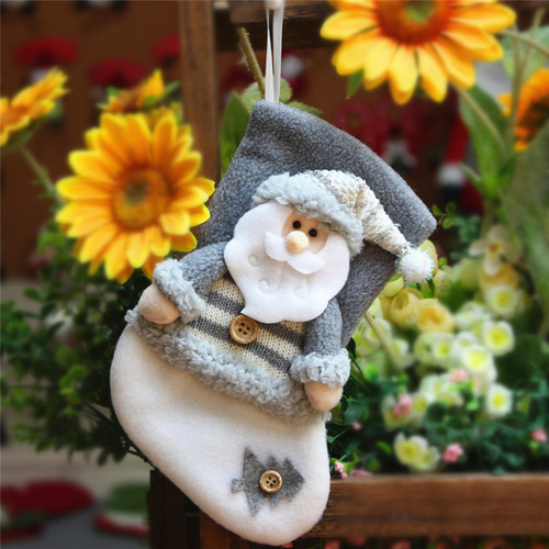 Calcetines Navideños De Papá Noel Grises Para Decoración De