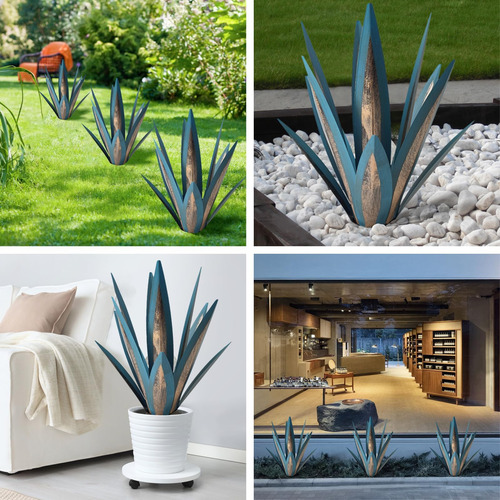 Asbefore 2 Pcs Escultura Al Aire Libre Cactus De Metal Cactu