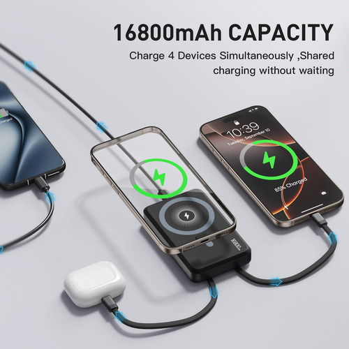 Power Bank Tryetas 16800 Mah, Magnético, Inalámbrico, 15 W,