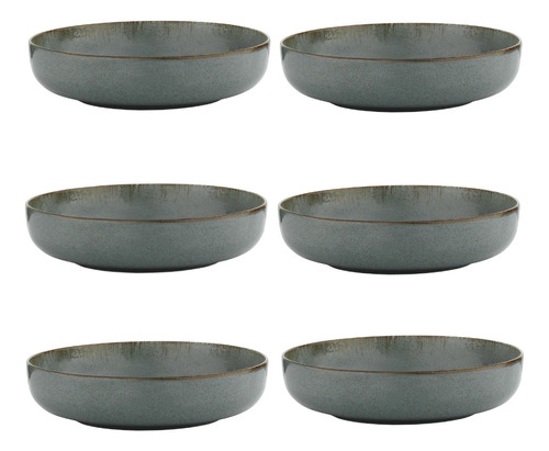 Set X 6 Ensaladera Bowl Porcelana Filo Envejecido 19 Cm