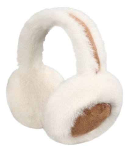 Orejeras Abrigadoras De Peluche Suaves Para El Frío Warm Blanco Y Marrón Liso Por Fuera