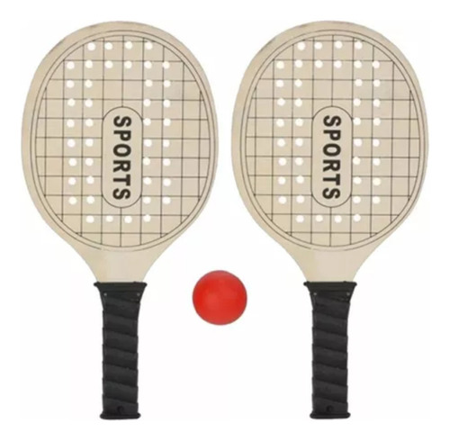 Juego De Paletas De Madera X2 Con Pelota Sports Color Natural