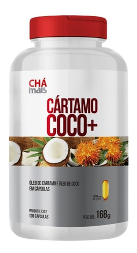 Óleo De Cártamo + Óleo De Coco 1000mg Chá Mais- 120 Cápsulas