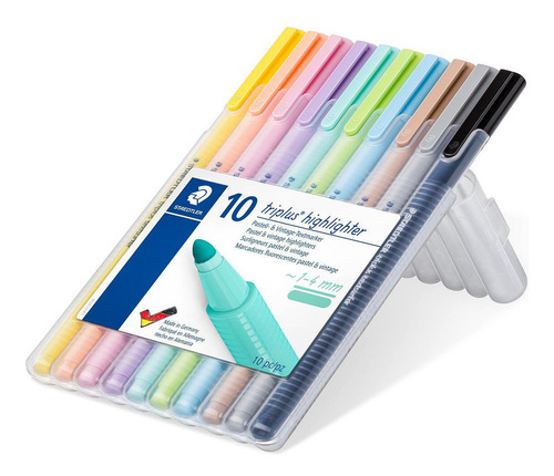 Marca Texto Staedtler Triplus - 10 Cores, Alta Qualidade